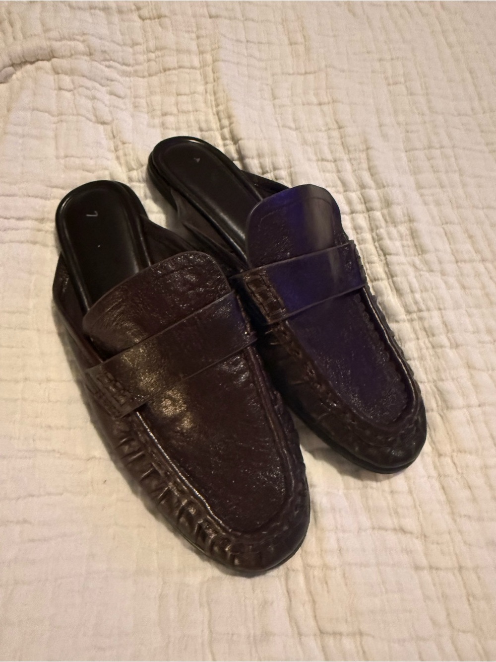 Zara Dark Brown Burgundy Leather Slip-On Loafers EUC C000